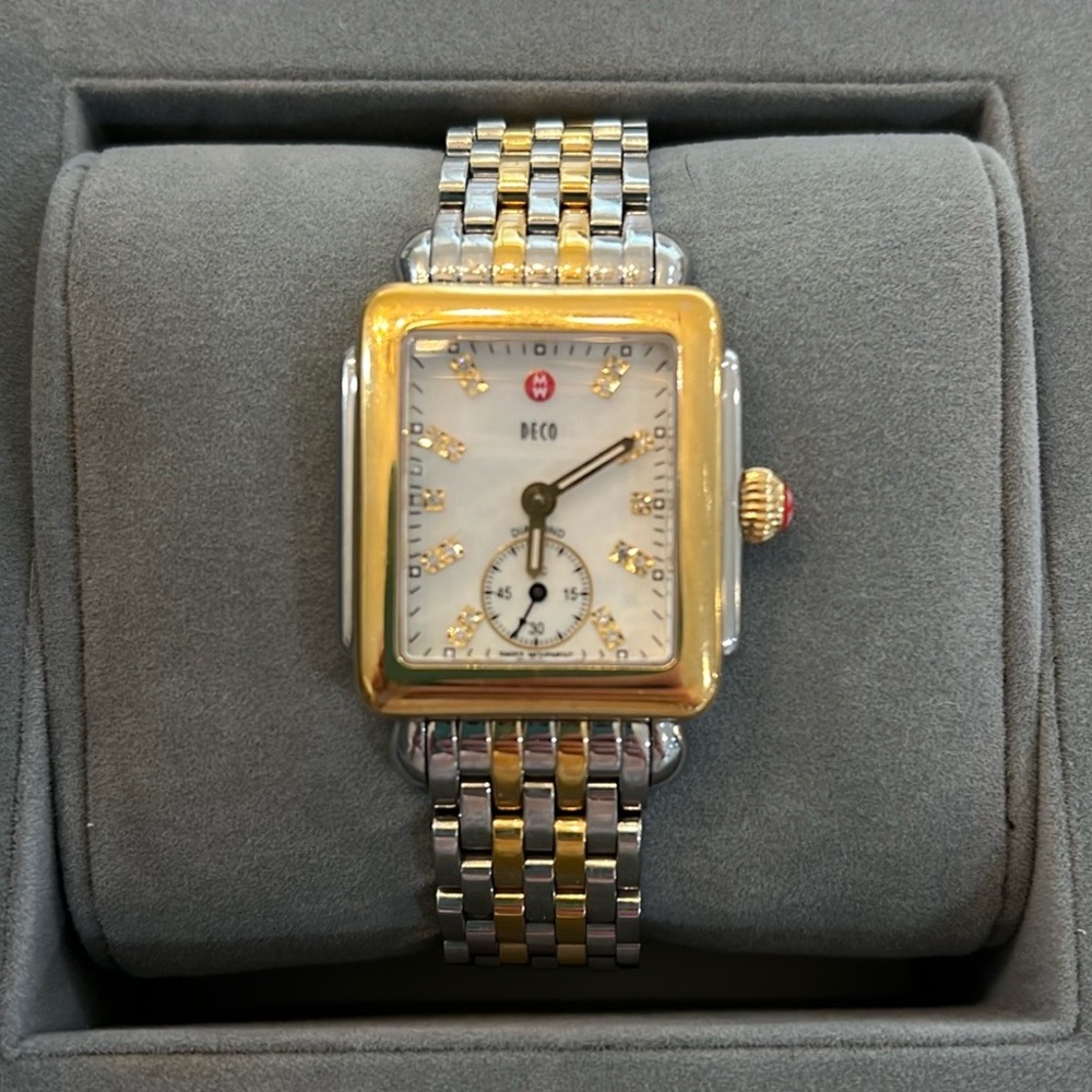 Michele Two Tone Diamond Dial Watch